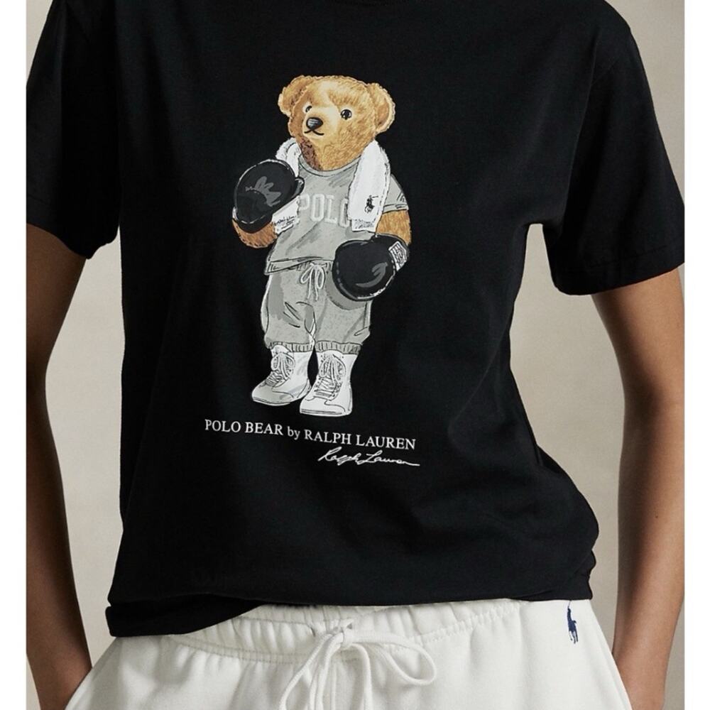 Polo Ralph Lauren Bear Boxing Women’s T-Shirt Black Size XXL NWT - Picture 2 of 5